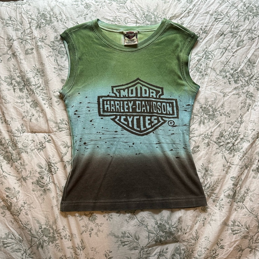 Harley-Davidson Ombre Green and Black Muscle Tee